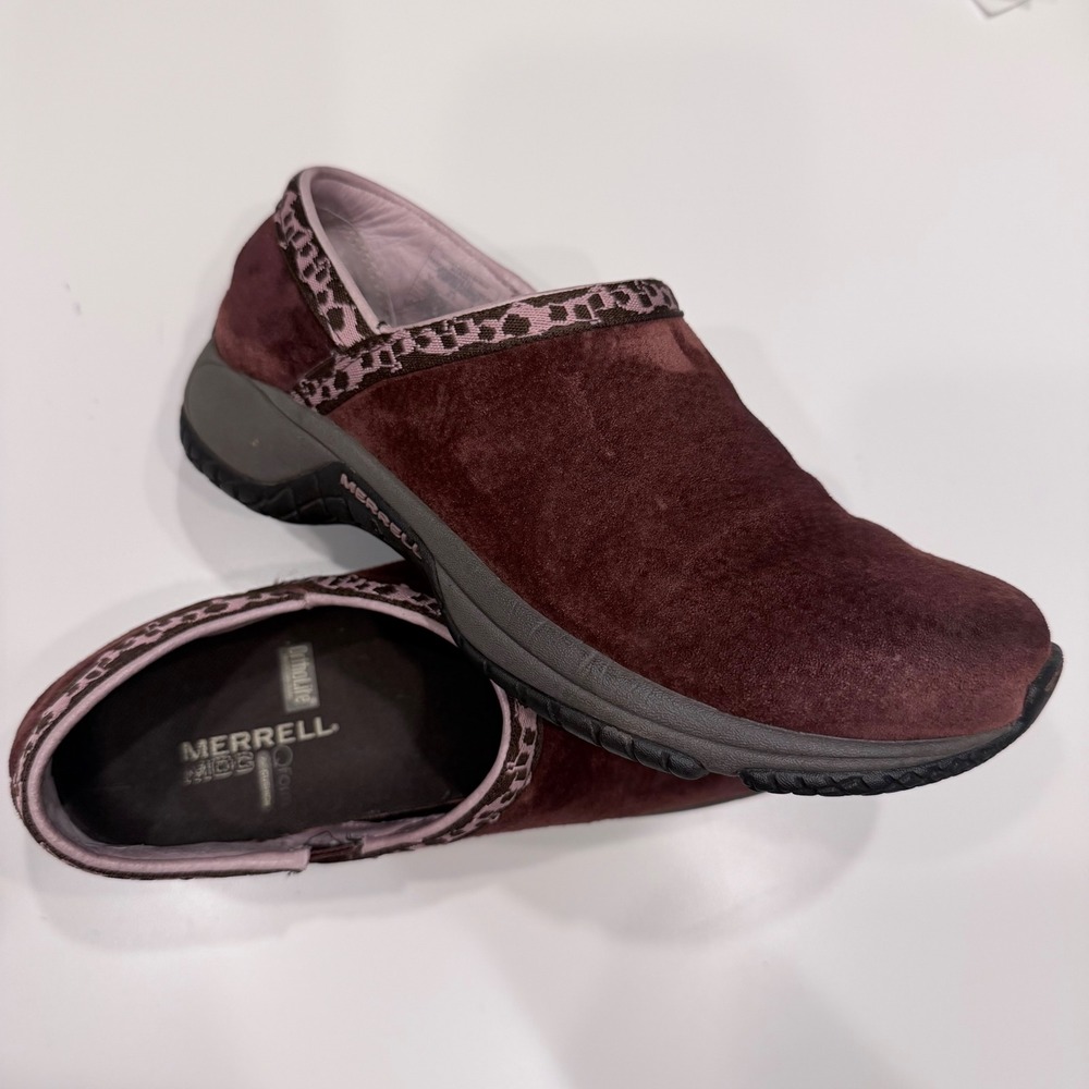 Merrell Encore Adams Rainsin Burgundy Suede Clogs Womens 7 J66462